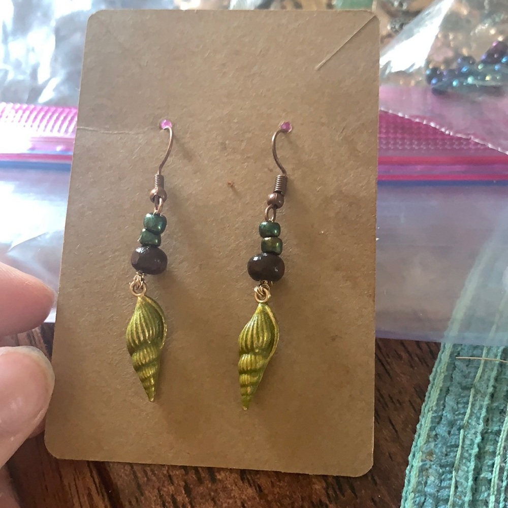 Sea shell handmade earrings nickel free posts!